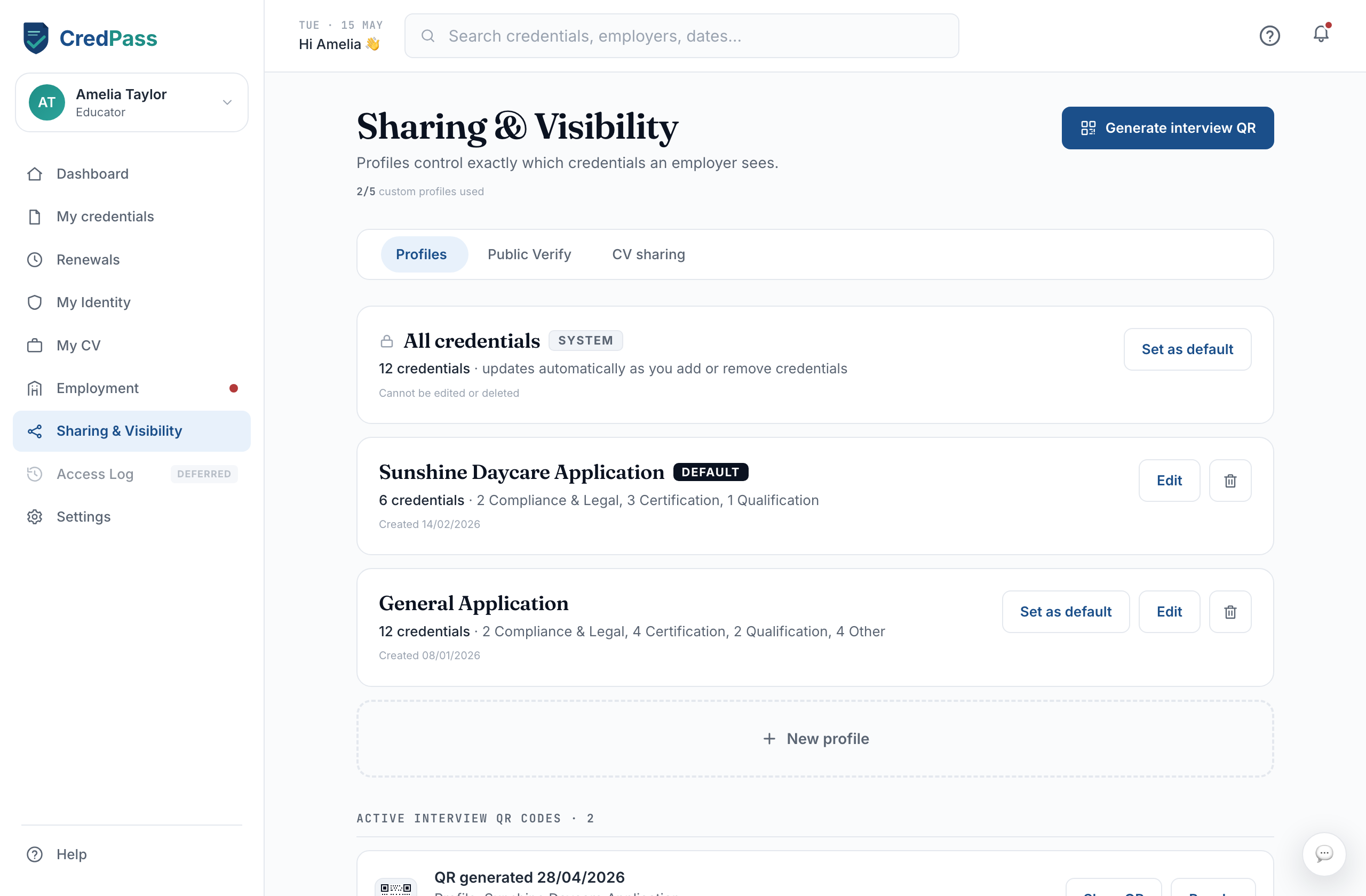 Sharing & Visibility options
